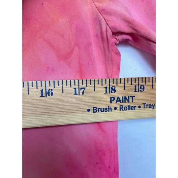Theory Women’s Small Pink Tie Dye 100% Silk Long Sleeve Henley Blouse Luxury Top - Picture 5 of 6
